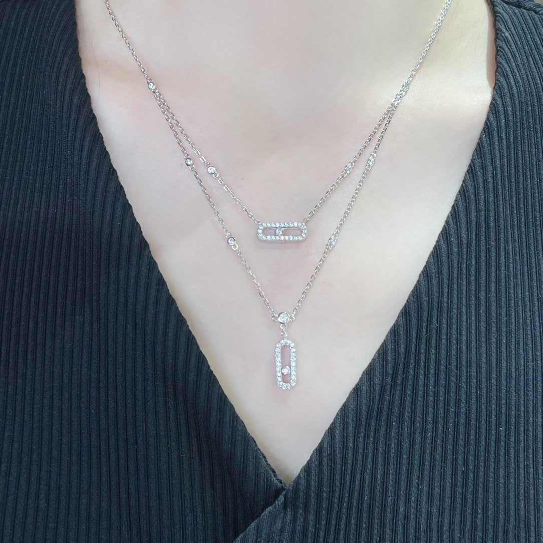 [Twinkle ]MOVE 2 ROW DIAMOND NECKLACE