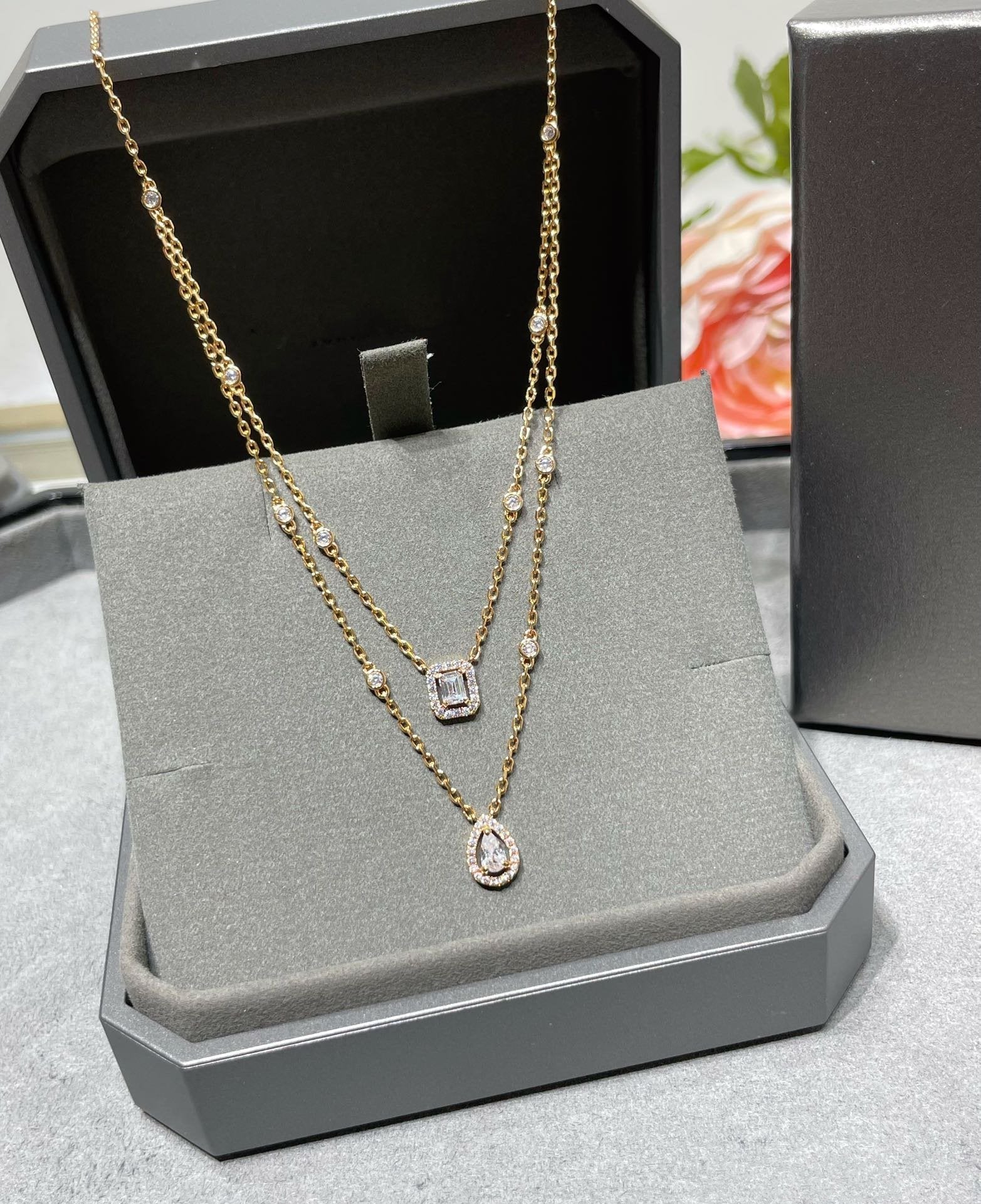 [Twinkle ]MY TWIN 2 ROW DIAMOND NECKLACE