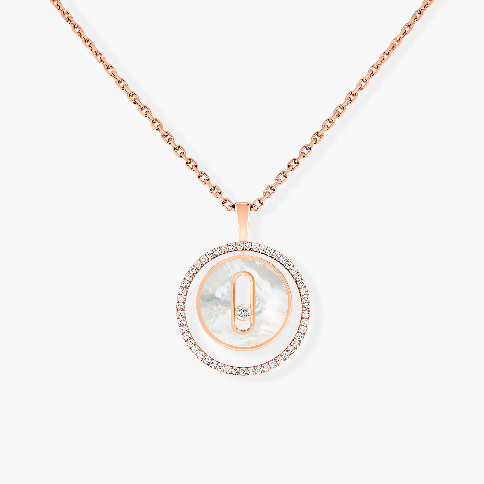 [Twinkle ]Twinkle MOVE 1 DIAMOND WHITE MOTHER OF PEARL PINK GOLD DIAMOND NECKLACE