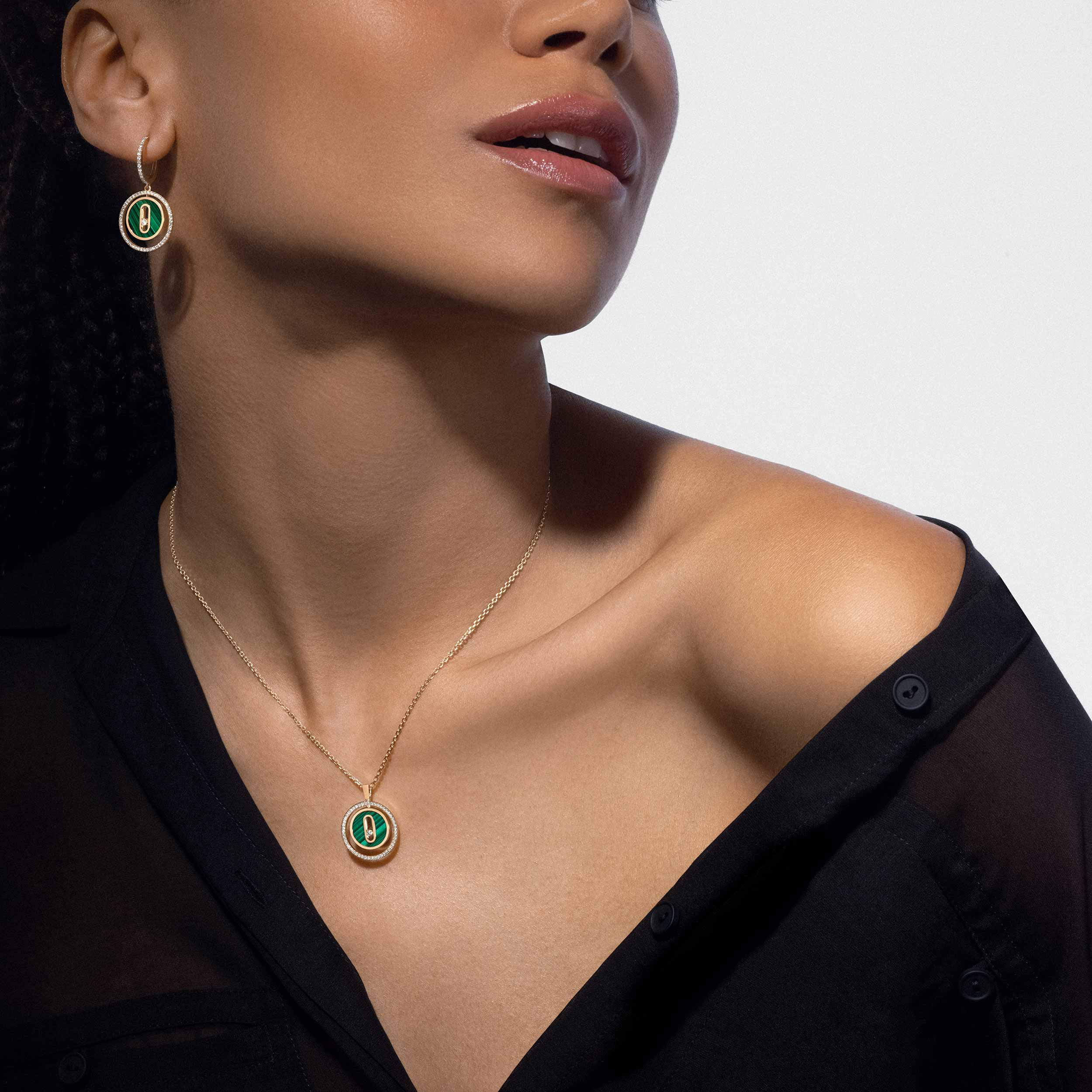 [Twinkle ]Twinkle MOVE 1 DIAMOND MALACHITE GOLD DIAMOND NECKLACE