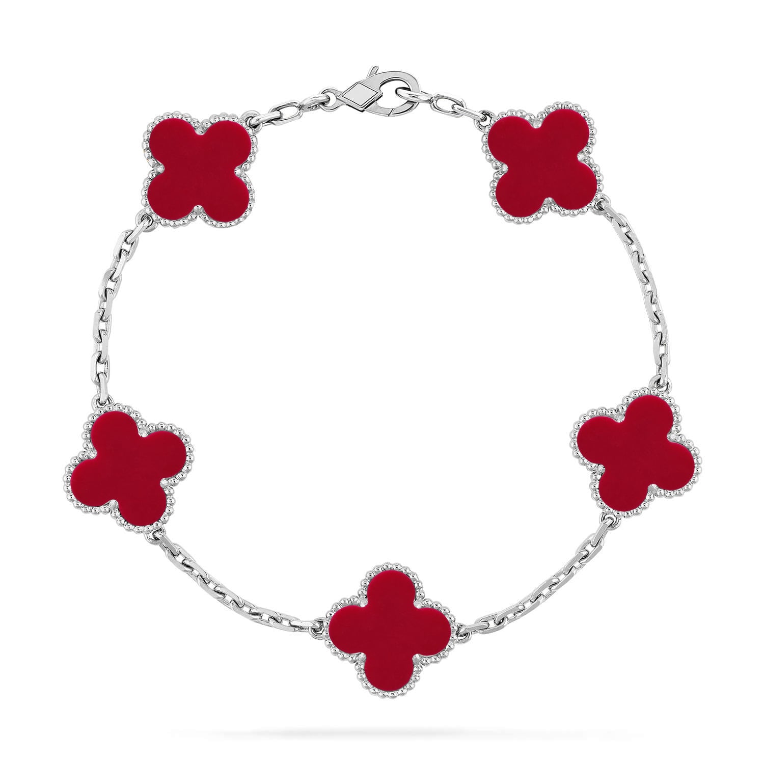 [Twinkle jewelry]New  CLOVER 5 MOTIF RED CORNELIAN BRACELET COLLECTION