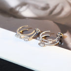 [Twinkle ]CREOLES MY TWIN 2 RANGS SILVER DIAMOND EARRINGS