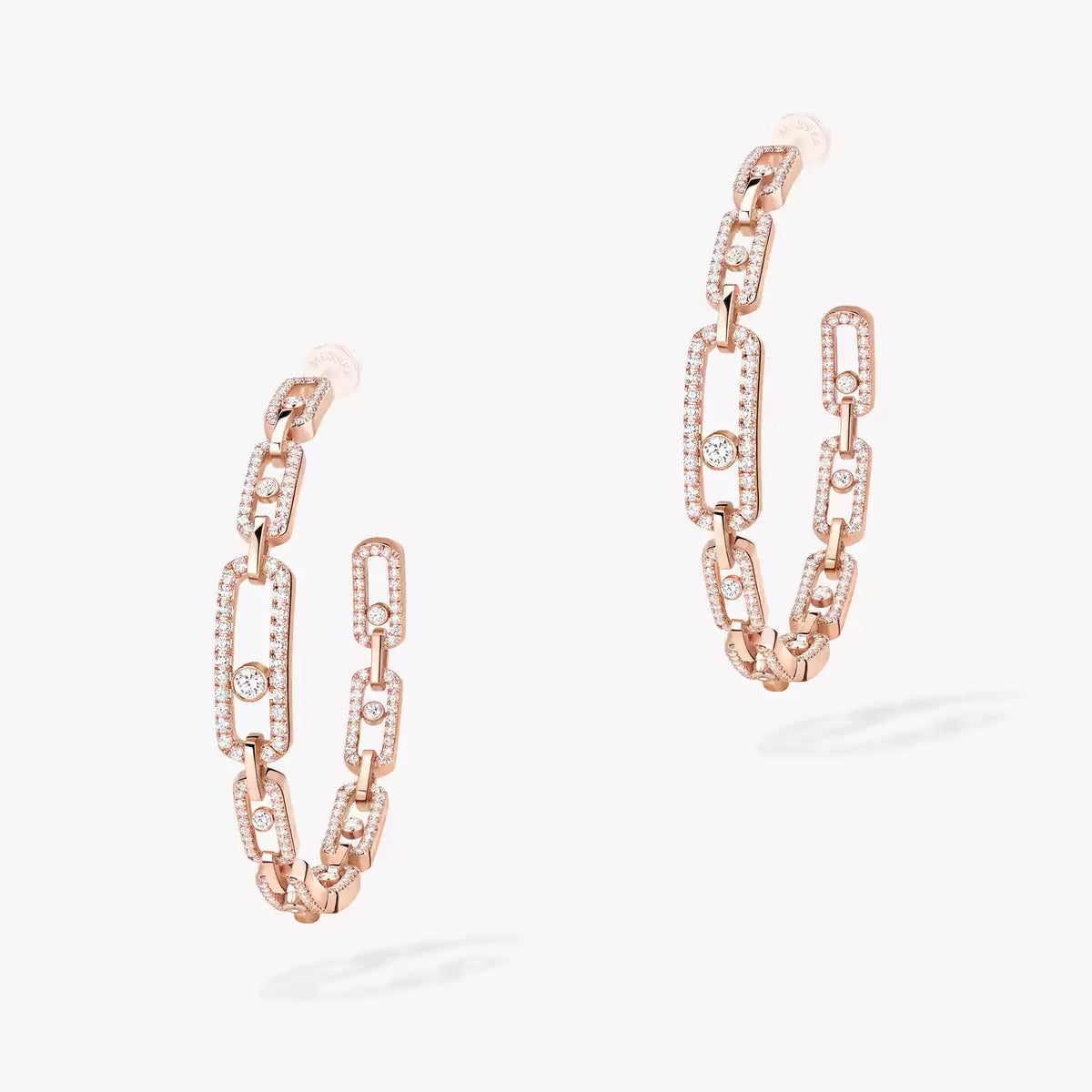 [[Twinkle ]Move Link Diamond Hoop Earrings