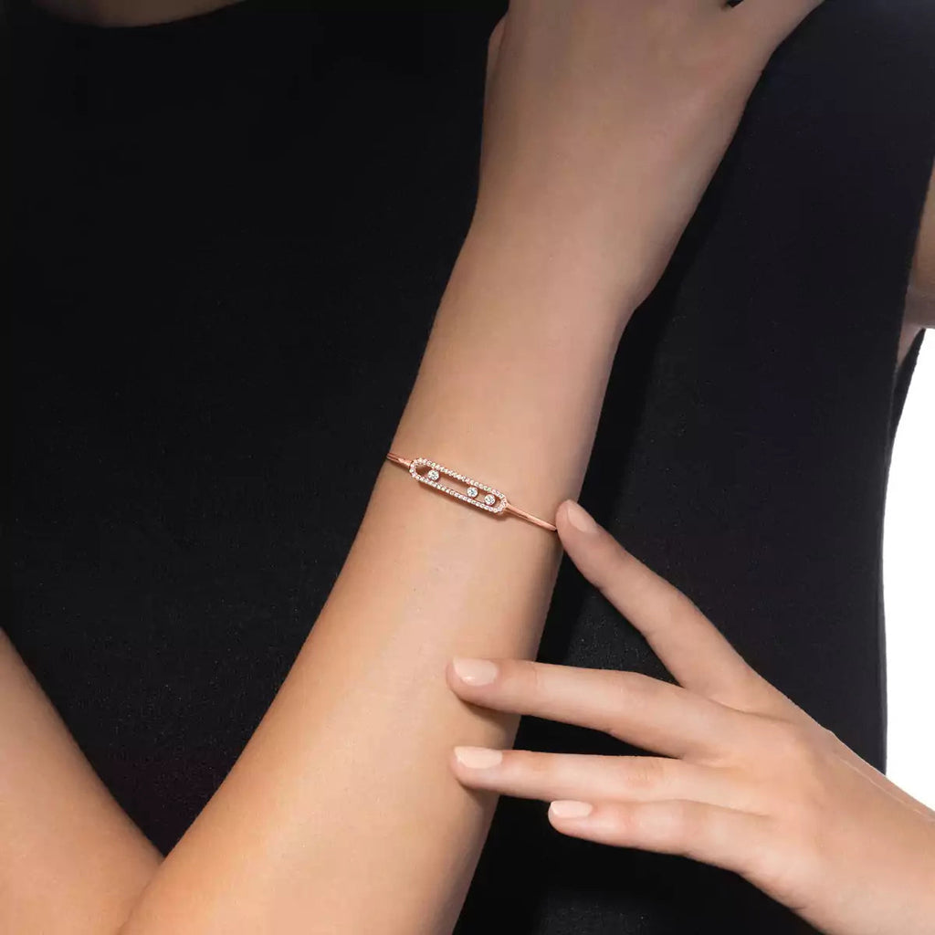 [Twinkle ]Move Pavé Diamond Bangle Bracelet M