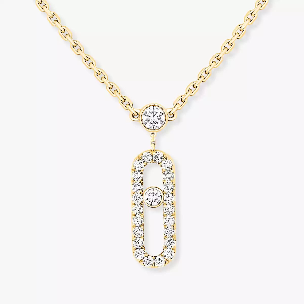 [Twinkle ]2 Rows Rose Gold Diamond Pave_ Necklace Move Uno