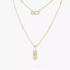 [Twinkle ]2 Rows Rose Gold Diamond Pave_ Necklace Move Uno