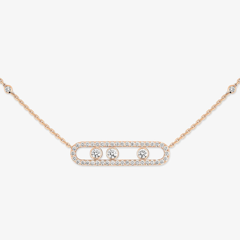 [Twinkle ] Move Pave_ Rose Gold Diamond Necklace